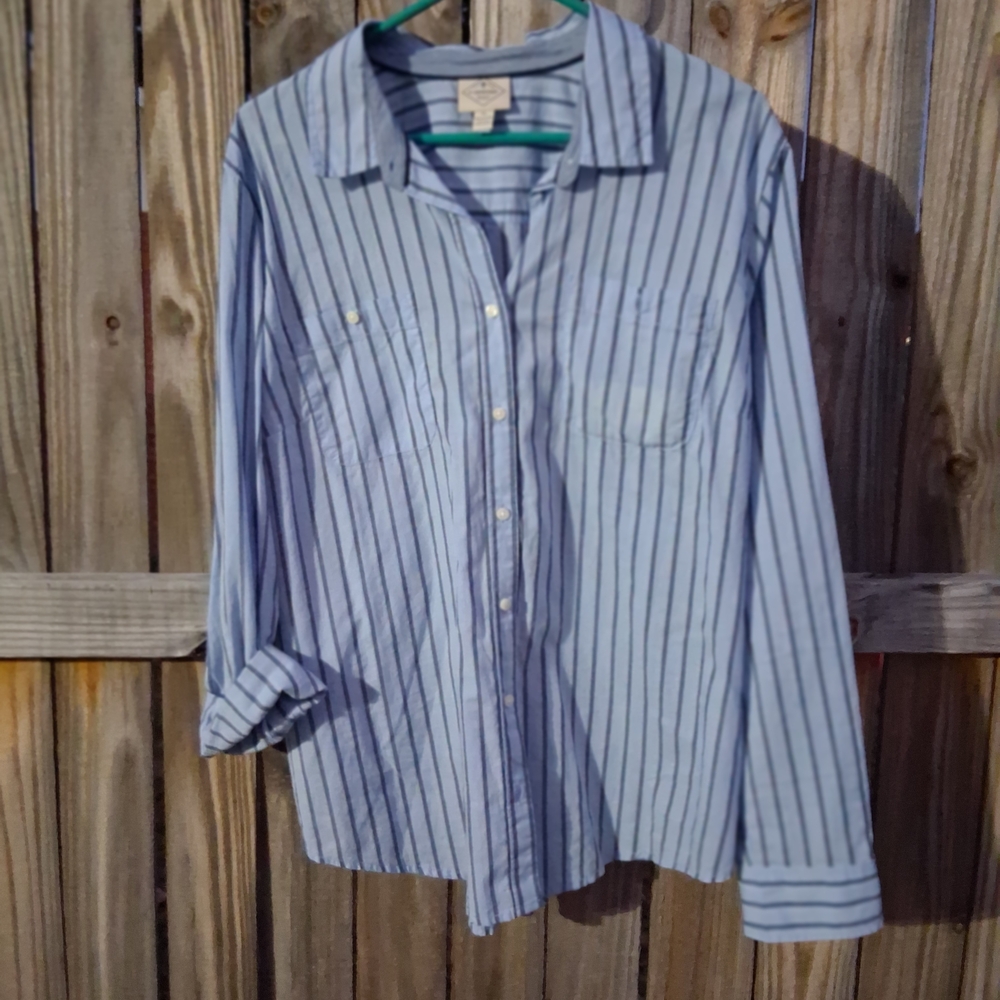 St. John's Bay Light Blue Striped Shirt